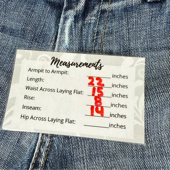 7 For All Mankind DOJO Shorts Long Made  USA Womens 28 Blue Denim Distressed - Picture 15 of 15